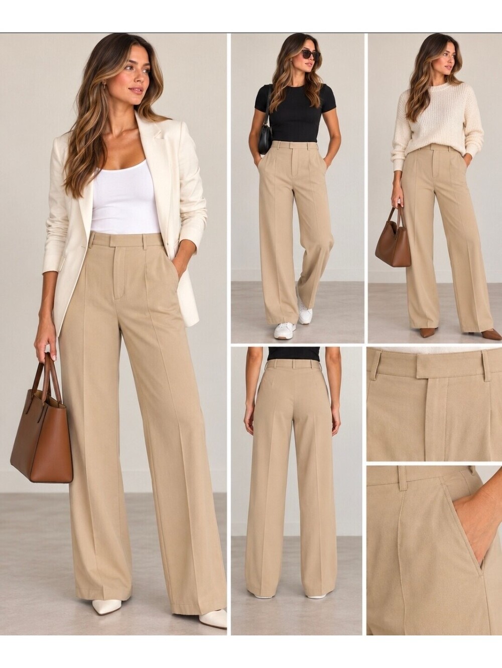 Cotton On Women’s Size 6 Beige Tailored Straight Leg Trousers High Rise